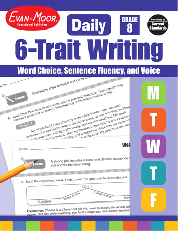 8th Grade English Language Arts Workbooks: Daily 6-Trait Writing, Grade 8: Word Choice, Sentence Fluency, and Voice