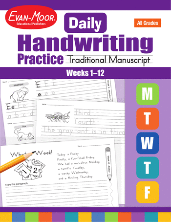 Kindergarten English Language Arts Workbooks: Daily Handwriting Practice, Traditional Manuscript: Weeks 1-12