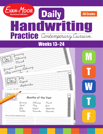 3rd Grade English Language Arts Workbooks: Daily Handwriting Practice, Contemporary Cursive: Weeks 13-24