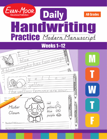 Kindergarten English Language Arts Workbooks: Daily Handwriting Practice, Modern Manuscript: Weeks 1-12