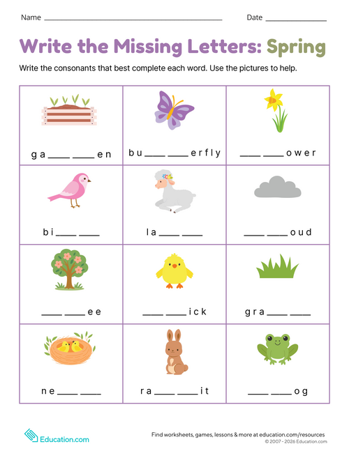 First Grade Spring Break Packet | Workbook | Education.com