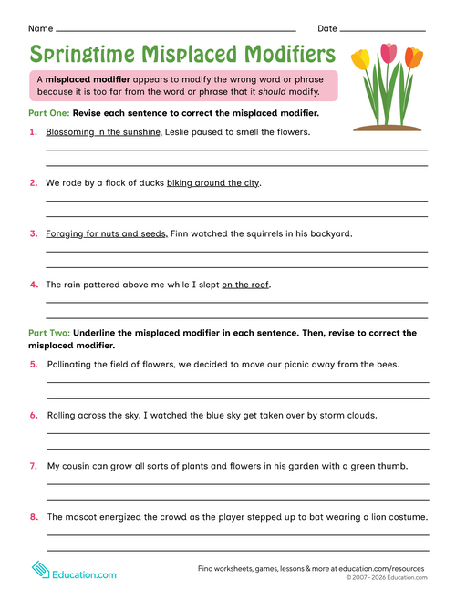 Eighth Grade Spring Break Packet | Workbook | Education.com