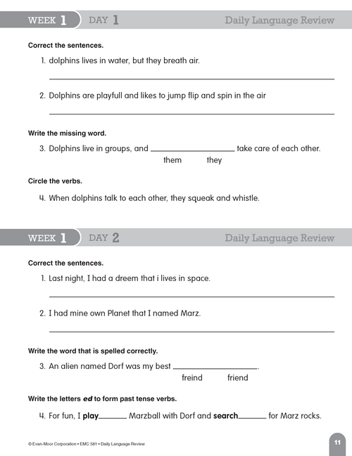Daily Language Review, Grade 3: Weeks 1–12 | Workbook | Education.com