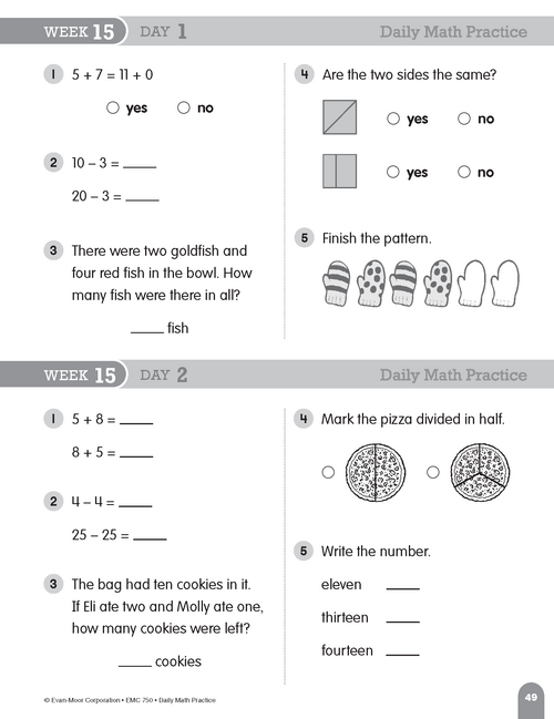 Daily Math Practice, Grade 1: Weeks 13–24 | Workbook | Education.com