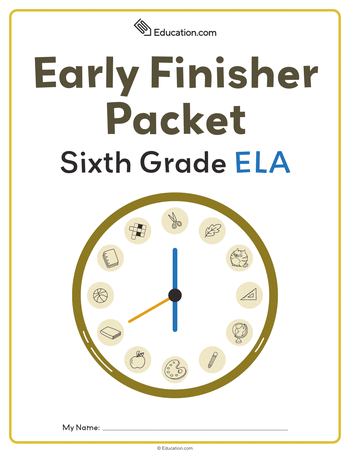 Sixth Grade ELA Early Finisher Packet large image