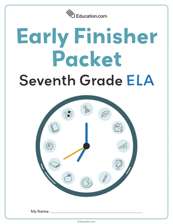 Seventh Grade ELA Early Finisher Packet large image