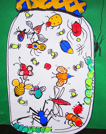Paint Thumbprint Bugs in a Jar