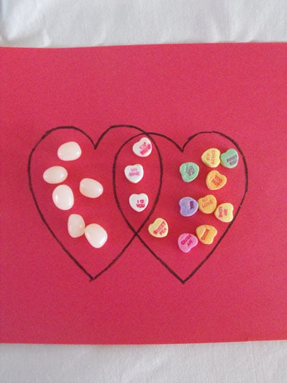 Kindergarten Math Activities: Valentine's Venn Diagram