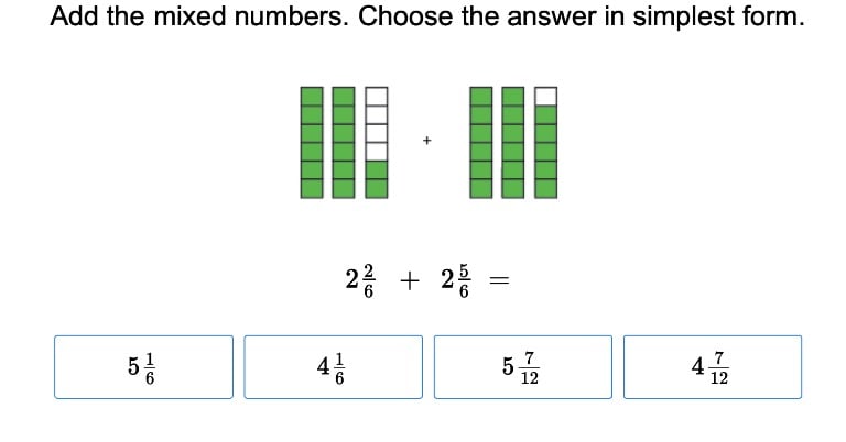 Adding Mixed Fractions With Like Denominators