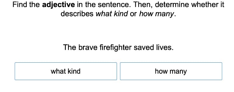 3rd Grade English Language Arts Exercises: Sorting Adjectives (Adjectives - Other) 1