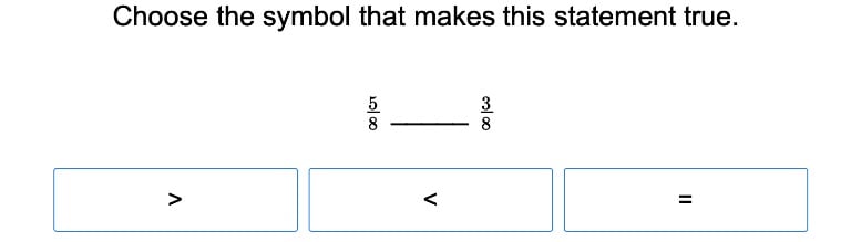Compare Fractions with the Same Denominators 1