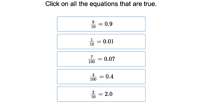 Comparing Decimal Numbers 1