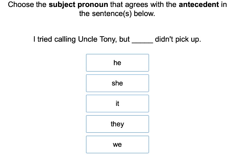 Pronoun Antecedent Agreement 1