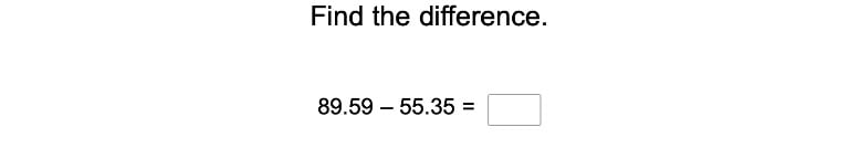 Decimal Subtraction to the Hundredths Place