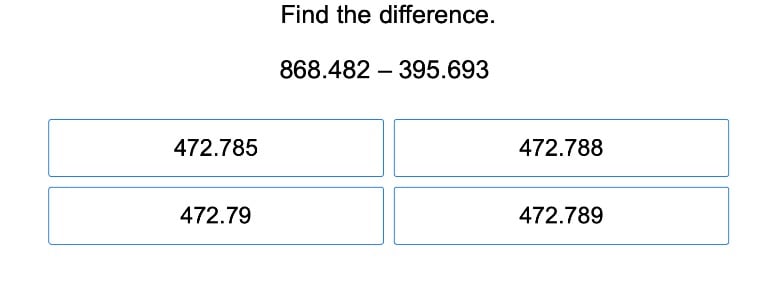 Decimal Subtraction to the Thousandths Place
