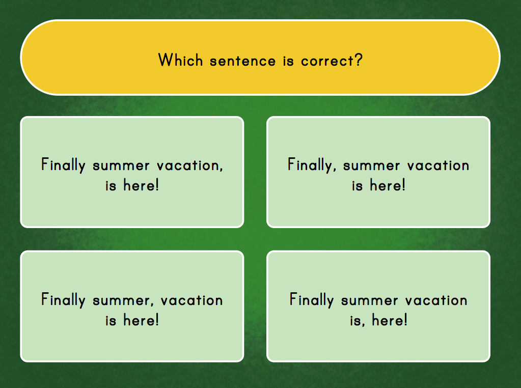 Commas with Transition Words: Quiz