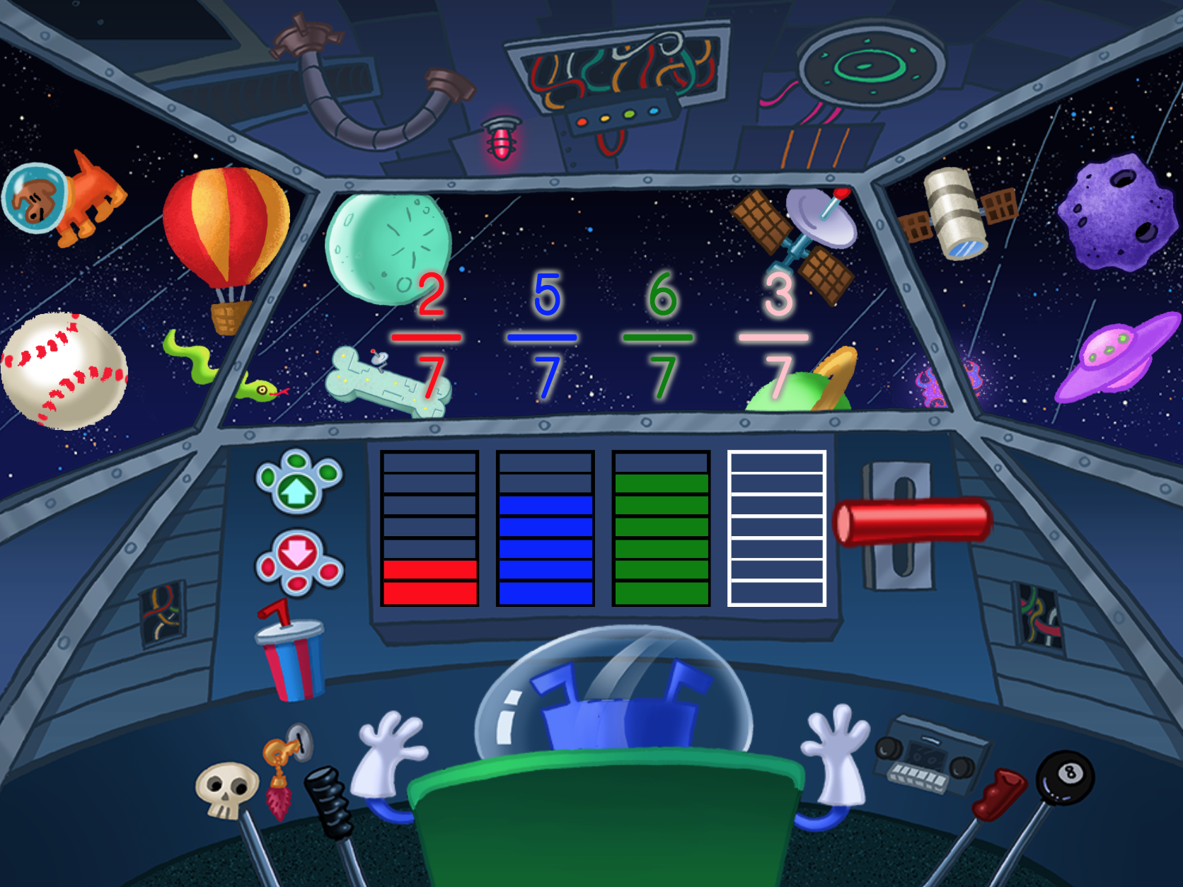 Ordering Fractions With Like Denominators: Space Voyage