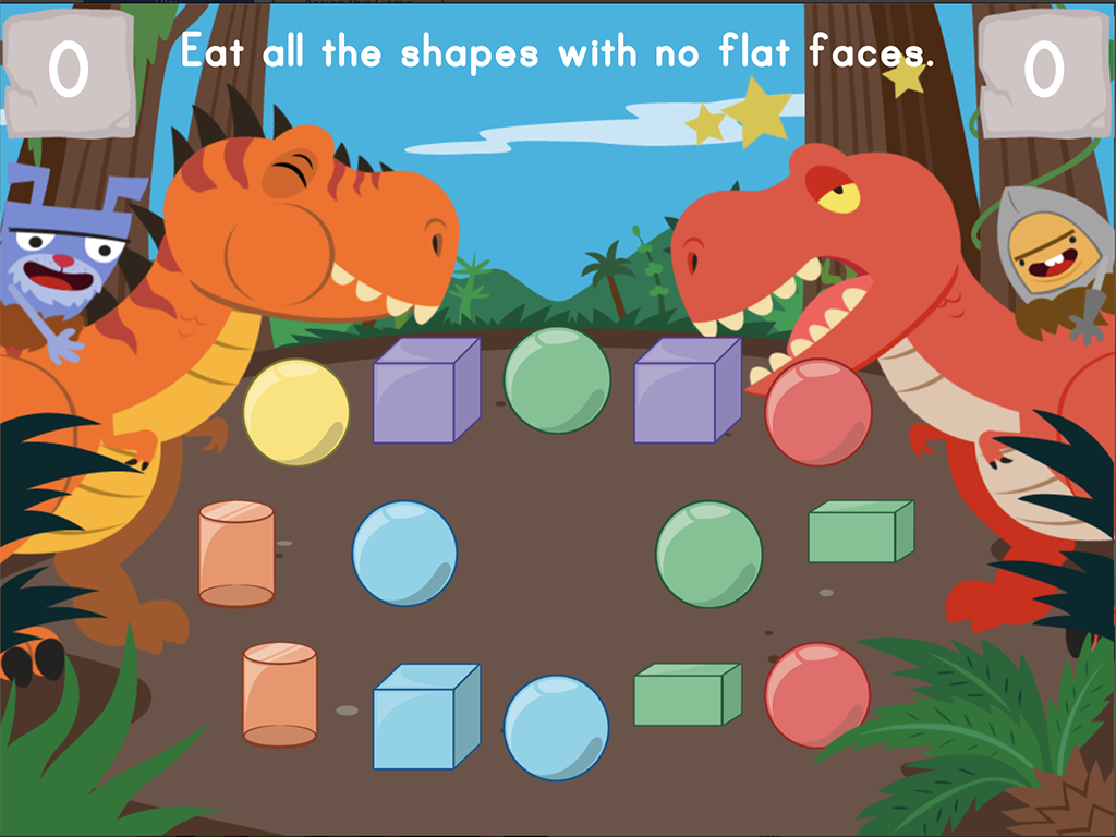 Dino Crunch: Attributes of 2D and 3D Shapes