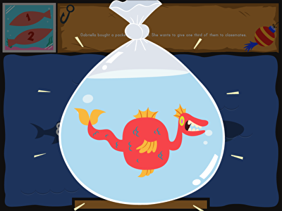 Dino Fishing: Fraction Word Problems large image