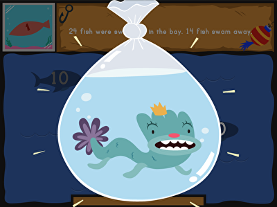 Dino Fishing: Subtraction Word Problems large image