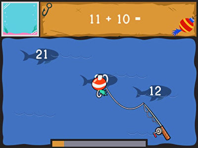 Dino Fishing: Two-Digit Addition and Finding 10 More large image