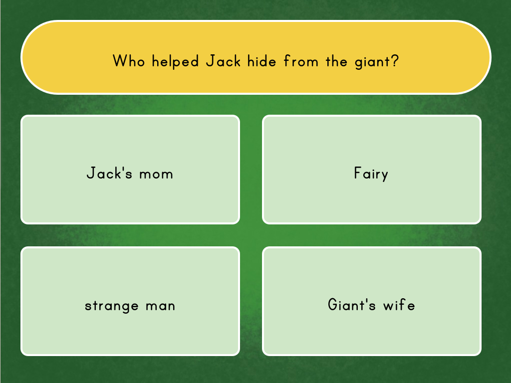 Jack and the Beanstalk Reading Comprehension