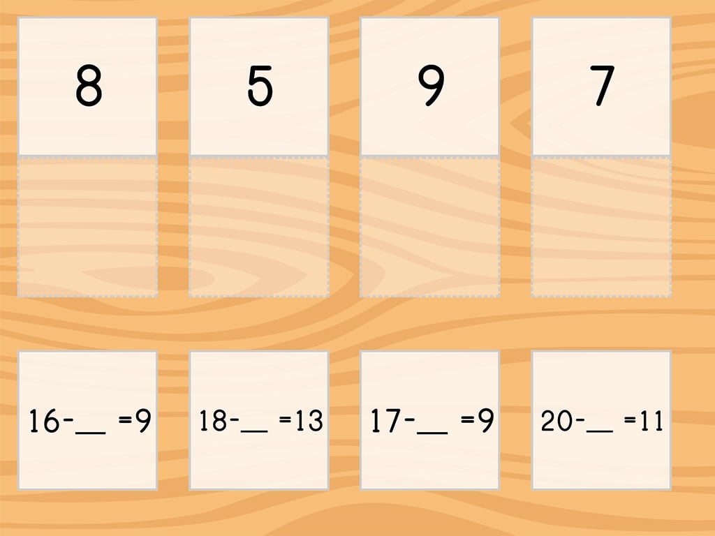 Match: Subtraction Within 20 and Missing Factors