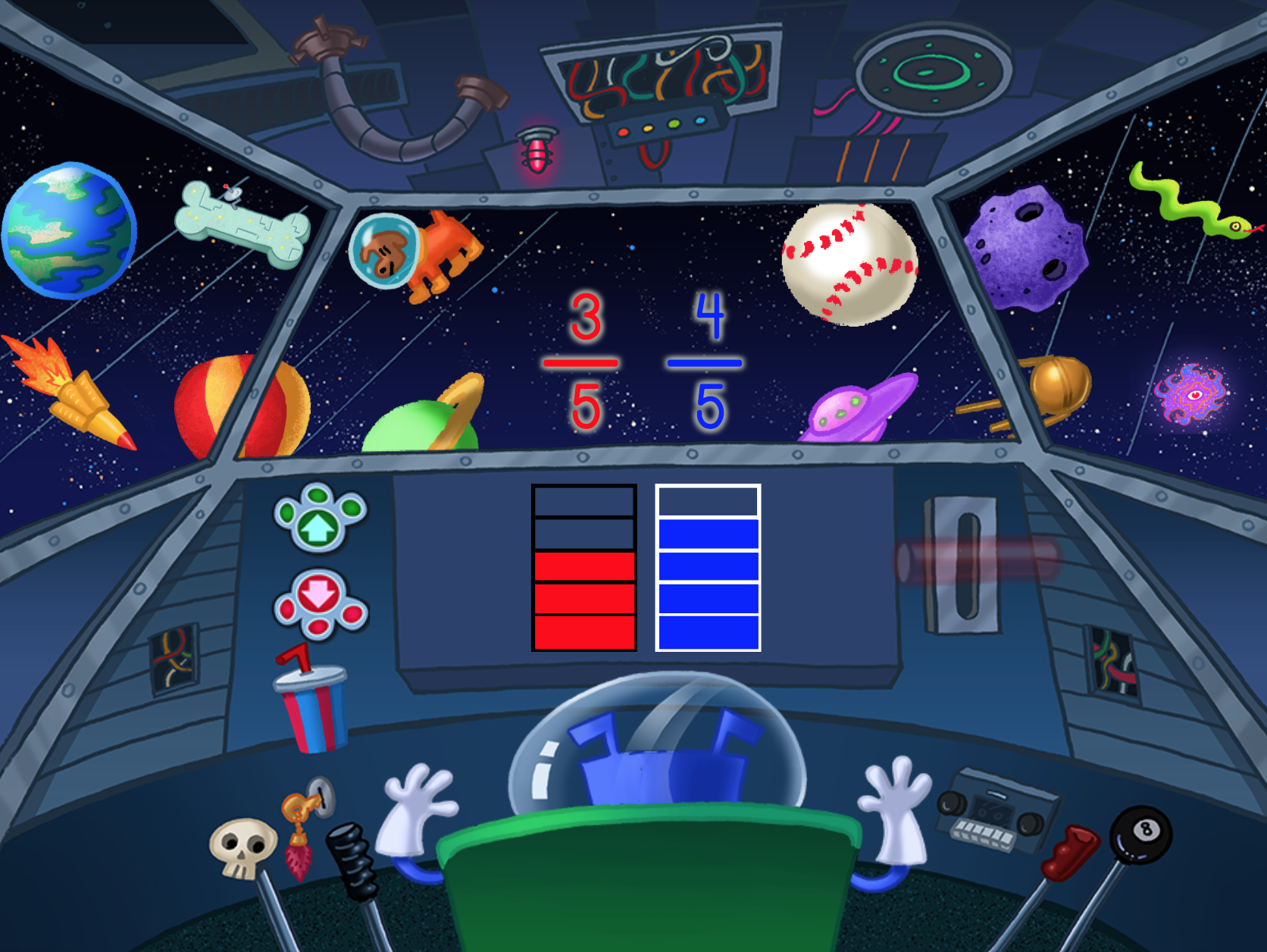Comparing Fractions with Like Denominators: Space Voyage
