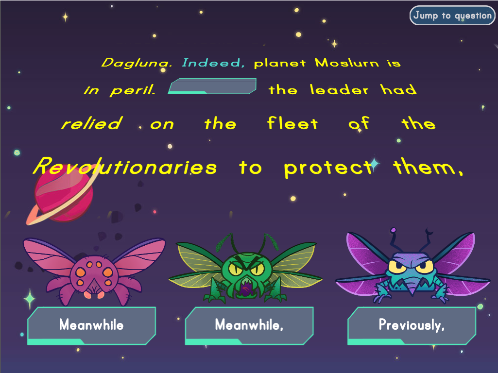 Choosing Transition Words: Star Rumble Game