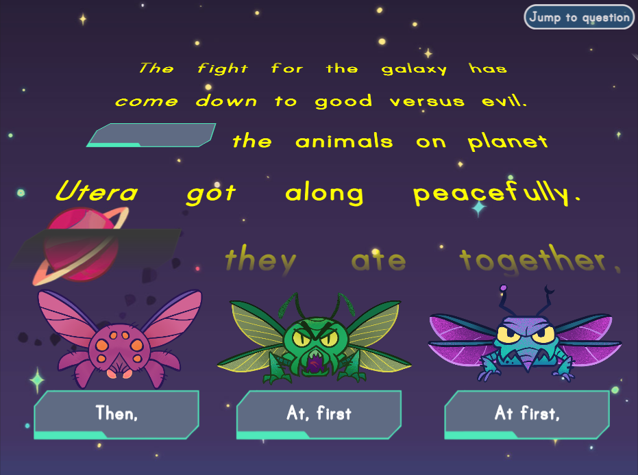 Transition Words Star Rumble