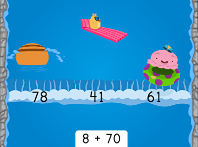 Water Rafting: Adding Two-Digit and One-Digit Numbers large image