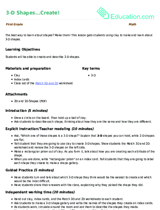 3-D Shapes...Create!