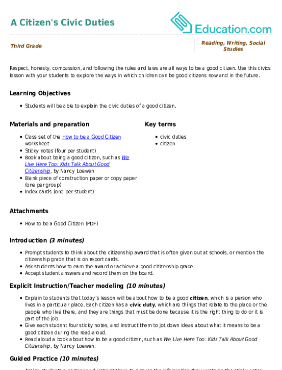 A Citizen's Civic Duties