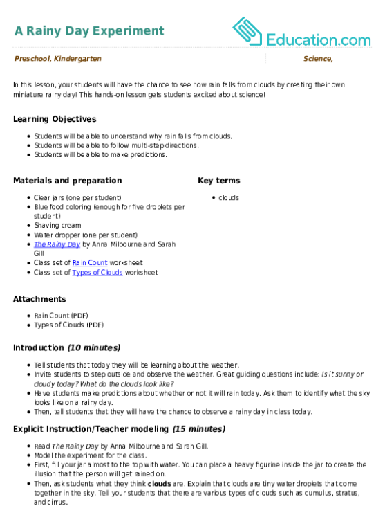 A Rainy Day Experiment