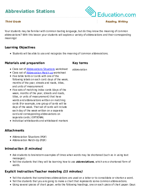 Abbreviation Stations