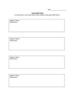 Anecdotal Notes