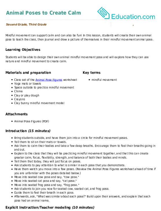 Animal Poses to Create Calm