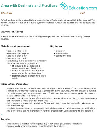 Area with Decimals and Fractions large image