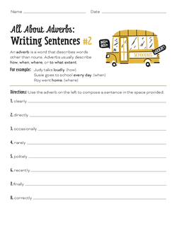 All About Adverbs: Writing Sentences #2
