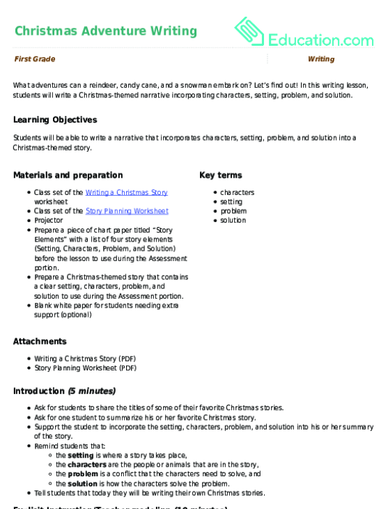 Christmas Adventure Writing