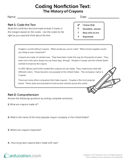 Coding Nonfiction Text: The History of Crayons
