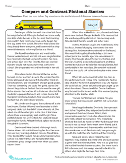 Compare and Contrast Fictional Stories: First Day at the New School