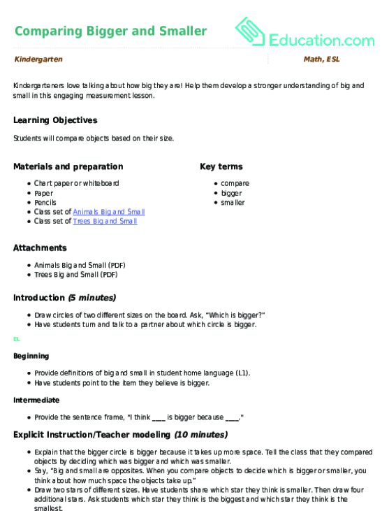 Comparing Bigger and Smaller