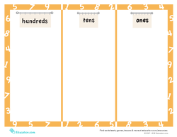 Place Value Mat: Three-Digit Numbers