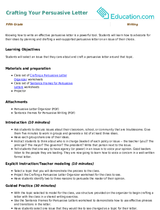 Crafting Your Persuasive Letter