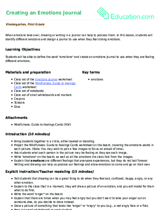 Creating an Emotions Journal