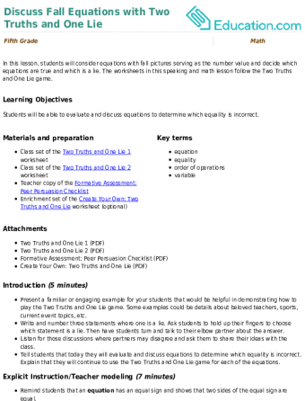 Discuss Fall Equations with Two Truths and One Lie large image