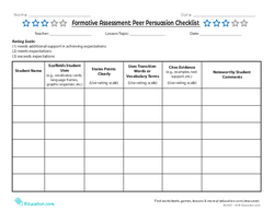 Formative Assessment: Peer Persuasion Checklist