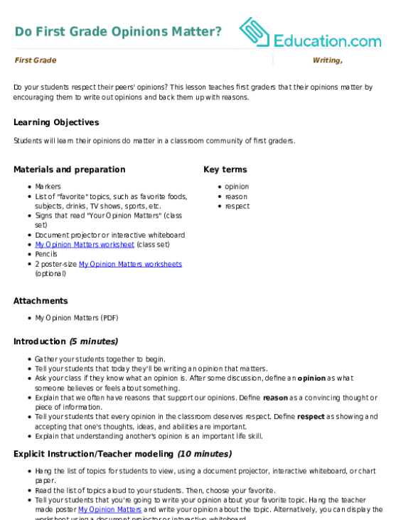 Do First Grade Opinions Matter?