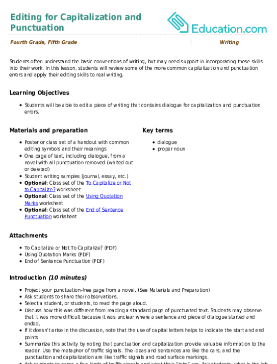 Editing for Capitalization and Punctuation